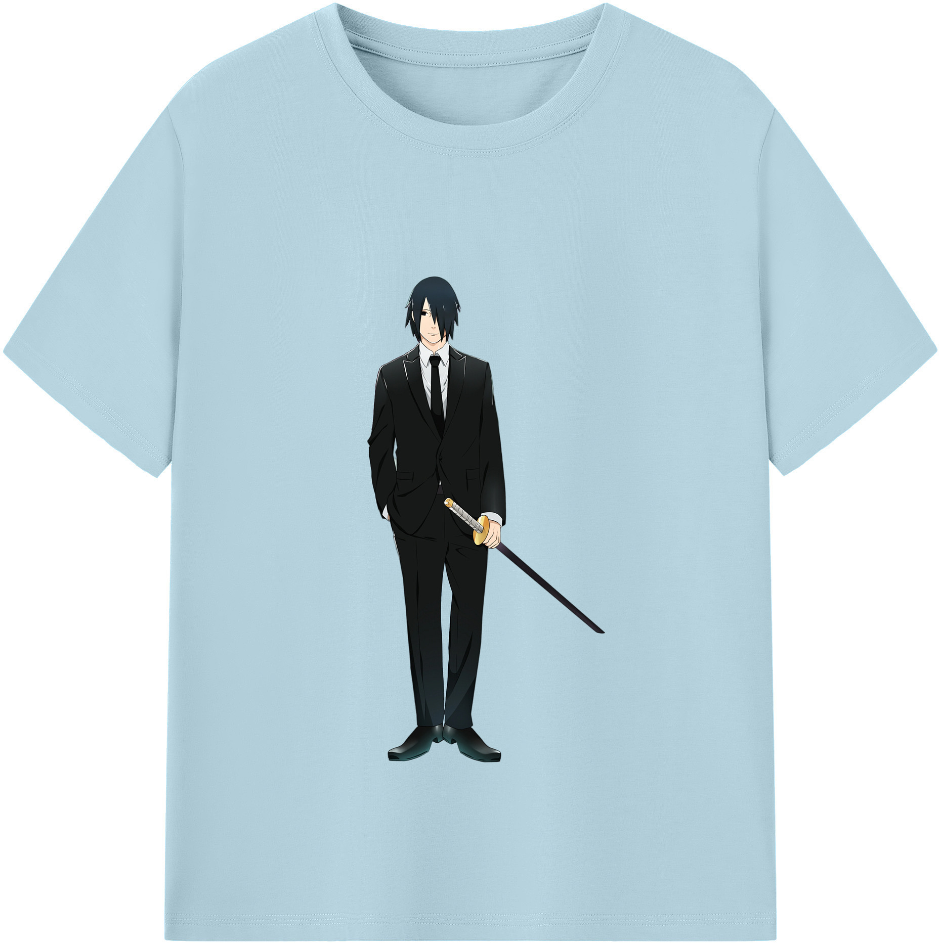 （画像用） NARUTO -ナルト- うちは サスケ Uchiha Sasuke 綿100％半袖Tシャツ（フロントプリント）